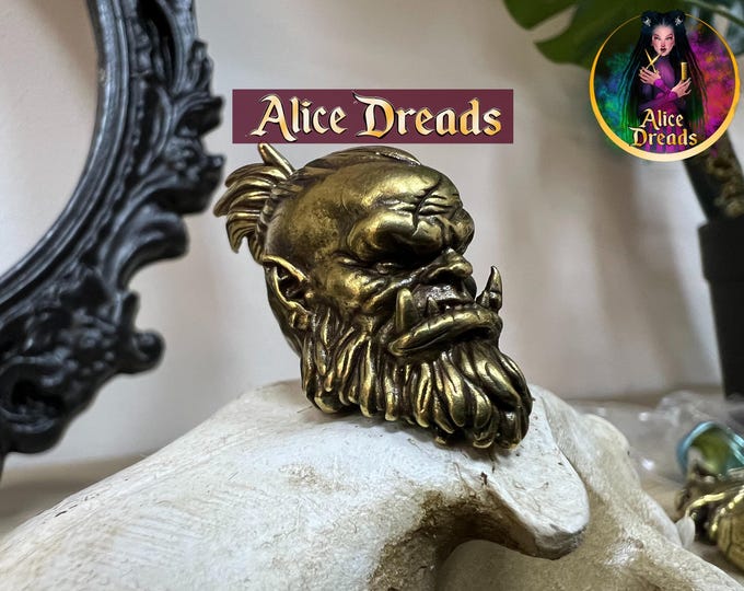 Brass Orc Dreadlock Bead: Fantasy Paracord Lanyard Pendant