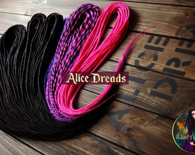 Pink full set of Synthetic Dreads classic dreadlock extensions Purple Black dreads by AliceDreads