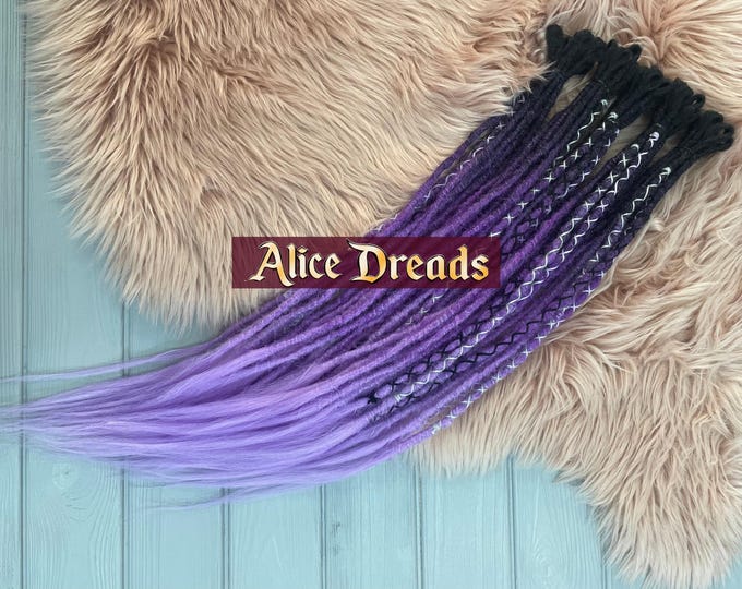 Synthetic Dreadlock Extensions: Black, Purple, Lavender Ombre Dreads