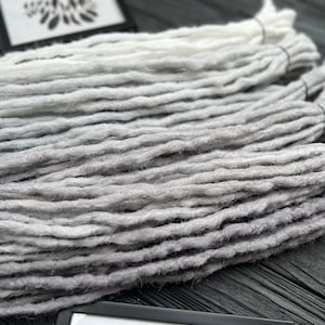 Full set of white silver gray grey shades long crochet synthetic double ended DE dreads natural dreadlocks full head hair extensions grey image 3