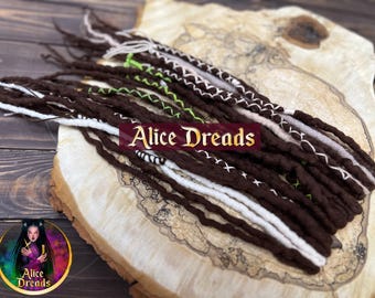 Wool Dreads on Clips: Brown, White, Beige Boho Hair Accessories (set of 3)