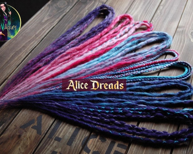 Cosmic Crochet Synthetic Dreads "Space": Purple, Pink, Blue Braided Hair Extensions