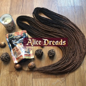 Full set ombre DE SE thin synthetic dreads black & dark brown hair accessories extensions double ended dreadlocks braids