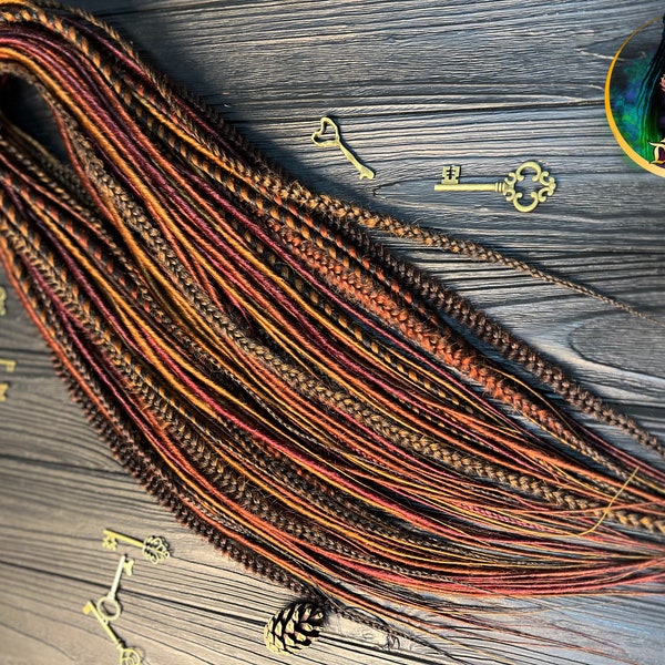 Natural shades of ginger auburn burgundy dark brown hair synthetic dreads Double ended Dreadlock extensions set