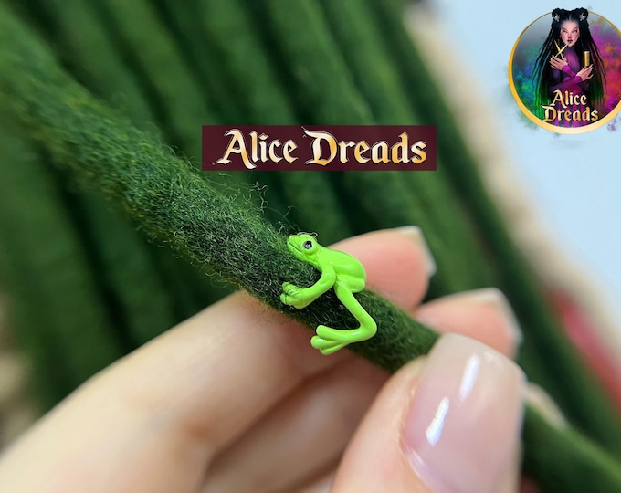 Green Frog Metal Dreadlock Cuff: Hair Beads