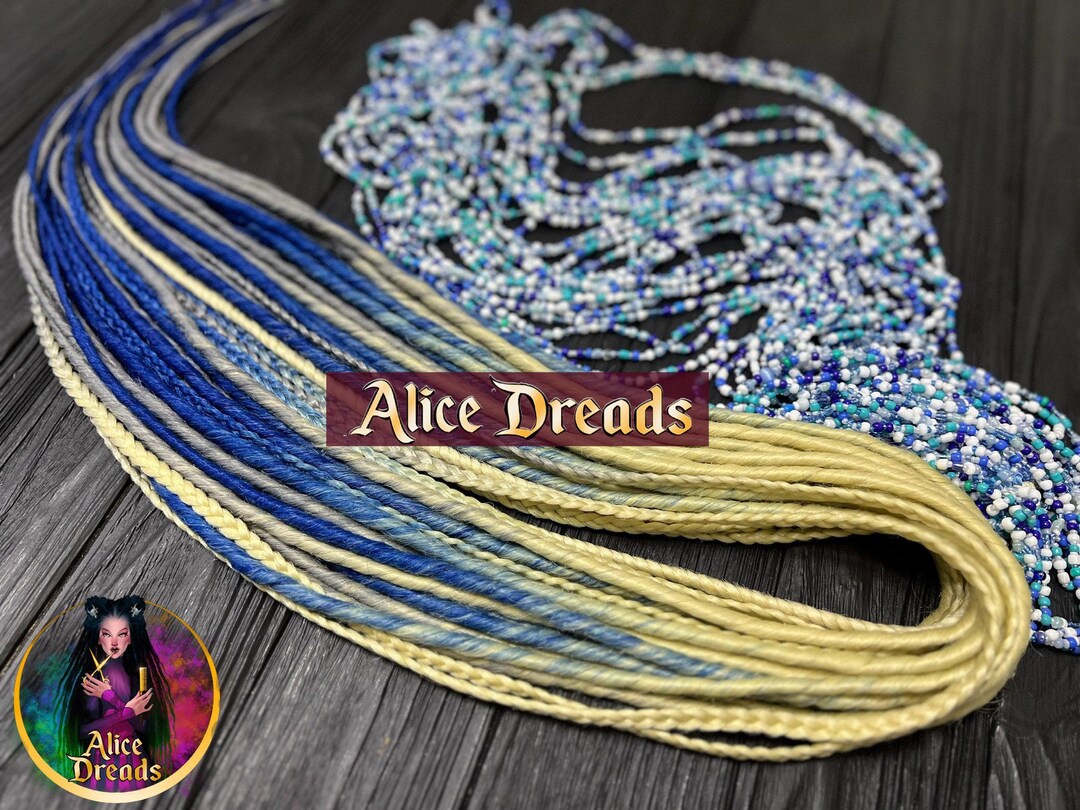 Blue Grey Blonde Dread and Braid Extensions Faux Dreads - Etsy