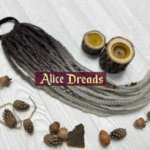 Dreads auf Haargummi Band Gehäkelte Dreadlocks Verlängerungen | Synthetische Dreads | Zopfgummi | Perücke Haar fällt | braun hellgrau grau silber