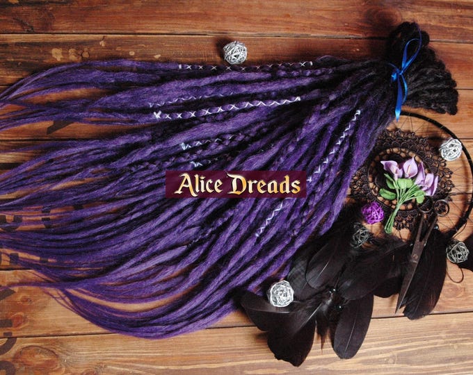 Crocheted Synthetic Dreads: Black to Purple Ombre, Double or Single Ended