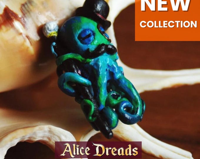 Octopus Clay Bead for Dreads: Bohemian Dreadlock Accessory
