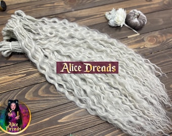 Curly Platinum Silver Gray Dreadlocks: Wavy Synthetic Hair Extensions Dreads