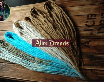 Dreadlock extensions synthetic dreads with Sahara blonde blue dreadlocks and wrapped hair accents