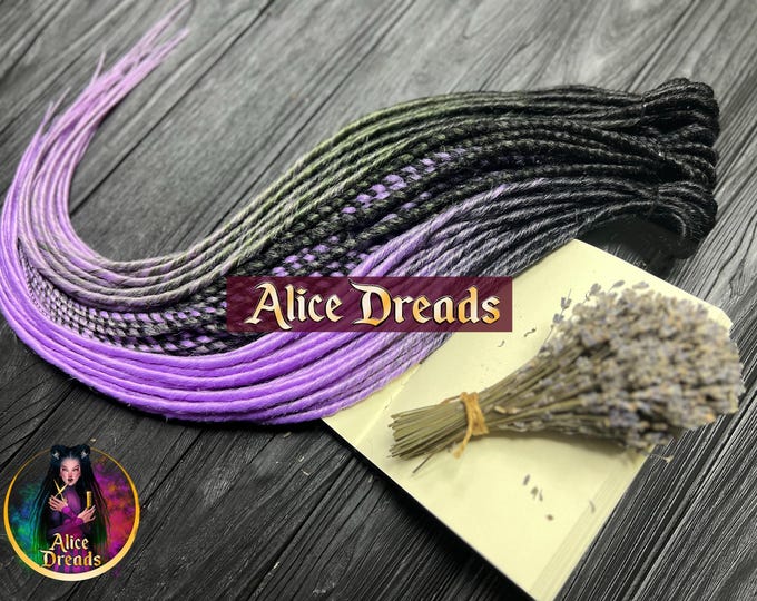 Ombre Synthetic Dreadlock Extensions: Black, Green, Lavender, silver grey Dreads