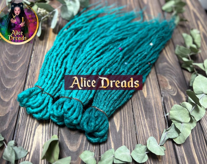 Emerald Green Crochet Dreads: Turquoise Ombre, Synthetic Hair Extensions