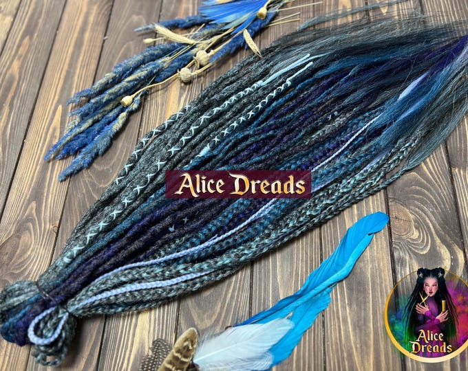Crochet Dreadlock Extensions: Blue, Azure, Brown, mint  Synthetic Dreads