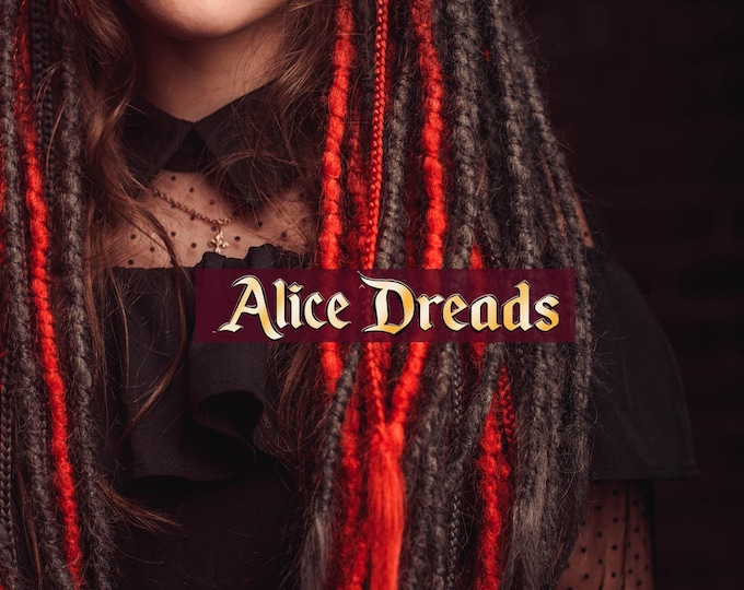 Synthetic Dreadlock Extensions: Black, Red, and Grey Gray Ombre Double/Single  Ended Dreads