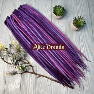 Purple dreadlock extensions set of wool dreads shades violet dark pink double or single ended dreadlocks by Alice Dreads