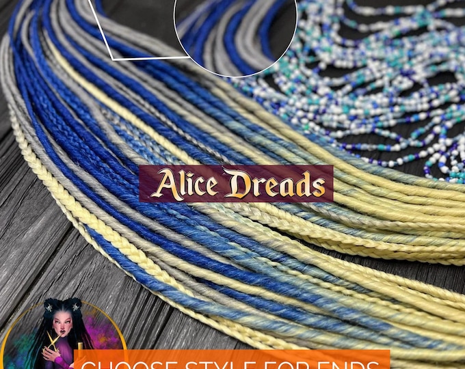 Blonde Ombre Synthetic Dreads: Gray & Blue Braided Dreadlocks with braids and twists