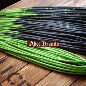 Alice Dreads Gray wool dreads &quot; Vernal &quot; grey locks with light green herbal graphite Wool dreadlocks double or single ended hair extensions
