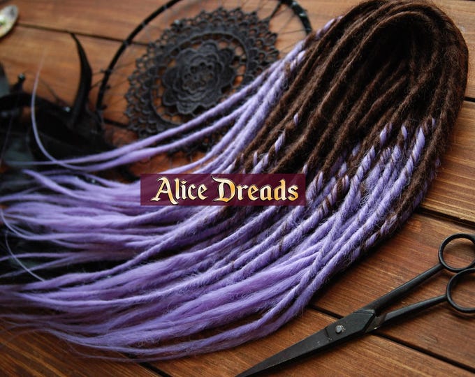 Lavender Dreads Set: Dark Brown, Light Purple Hair extensions with Loose Tips