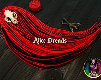 Red & Black Synthetic Dreads: Double or Single Ended, "Vampire Blood" Style locks with twists