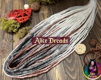 Crochet Synthetic Dreads: Dark Brown, Auburn, White Boho Extensions with braids