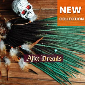 Dark emerald hair dreadlock extensions wool dreads ombre double ended dreadlocks DE dread black