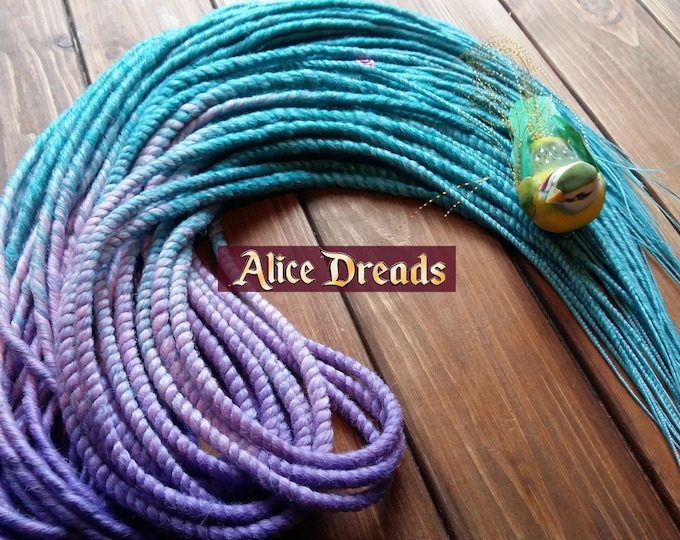 Ombre Synthetic Double/Single Ended Dreads: Purple, Pink, Teal, Blue thin dreadlocks