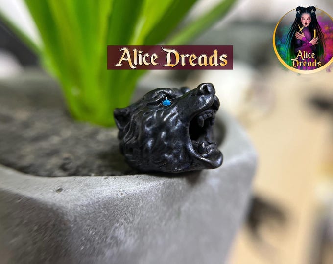 Metal bead for dreads black bear Dreadlock beads Braided Lanyard Pendant man Accessories