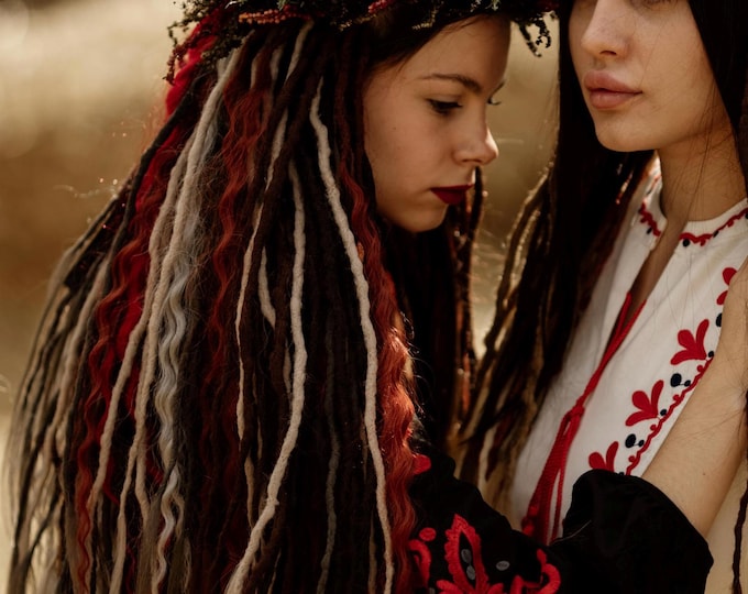 Crochet Synthetic Dreads: Auburn, Brown, Platinum, Gray Curly Hair Extensions