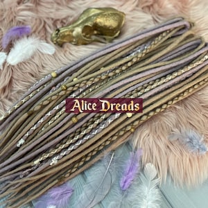Alice Dreads Dreadlock extensions dreads set of wool dreadlocks Dark blonde Blond honey Rose Coral Powder