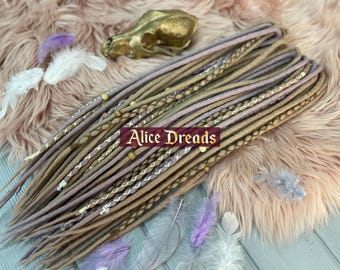 Wool Dreadlock Extensions: Dark Blonde, Rose, Coral Powder Dreads