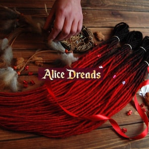 Full set ombre DE dreads black & red hair accessories extensions double ended dreadlocks