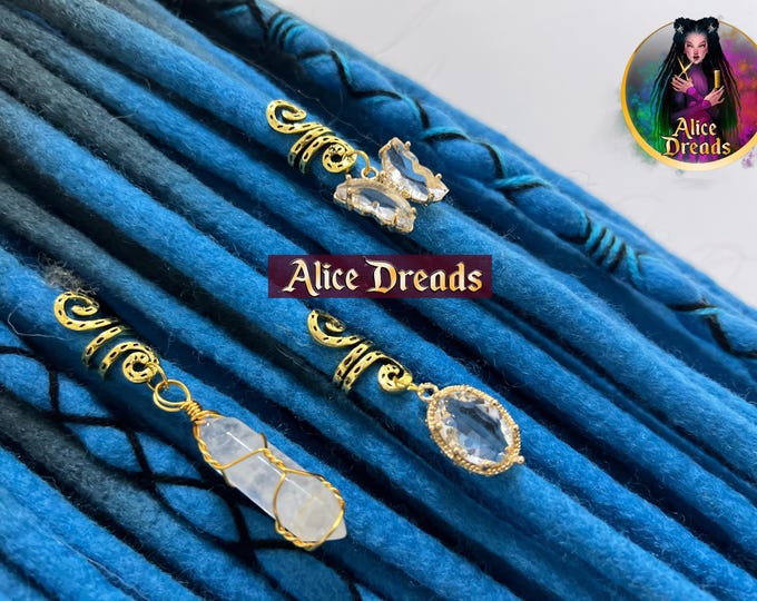 Three dread accessories, Bead for dreads, Hair beads, Dreadlock Beads, white crystal butterfly