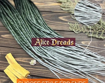 Ombre Synthetic Dreadlock Extensions: Black to Hunter Green, Silver Gray