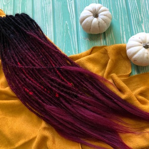 Set of natural look synthetic double ended dreads accent dreads custom dreadlocks black burgundy ombre