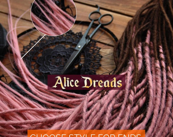 Dark Brown & Victorian Rose Twisted Synthetic Dreads: Thin Hair Extensions