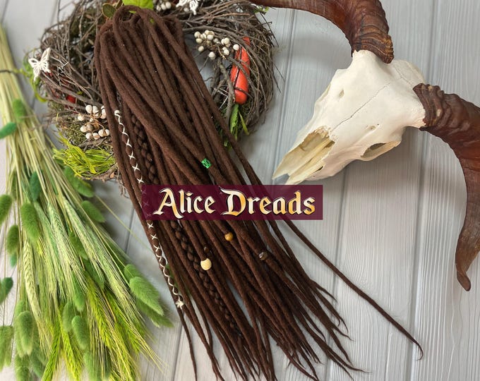 Brown Wool Dreadlock Extensions: Boho Double/Single Ended Dreads