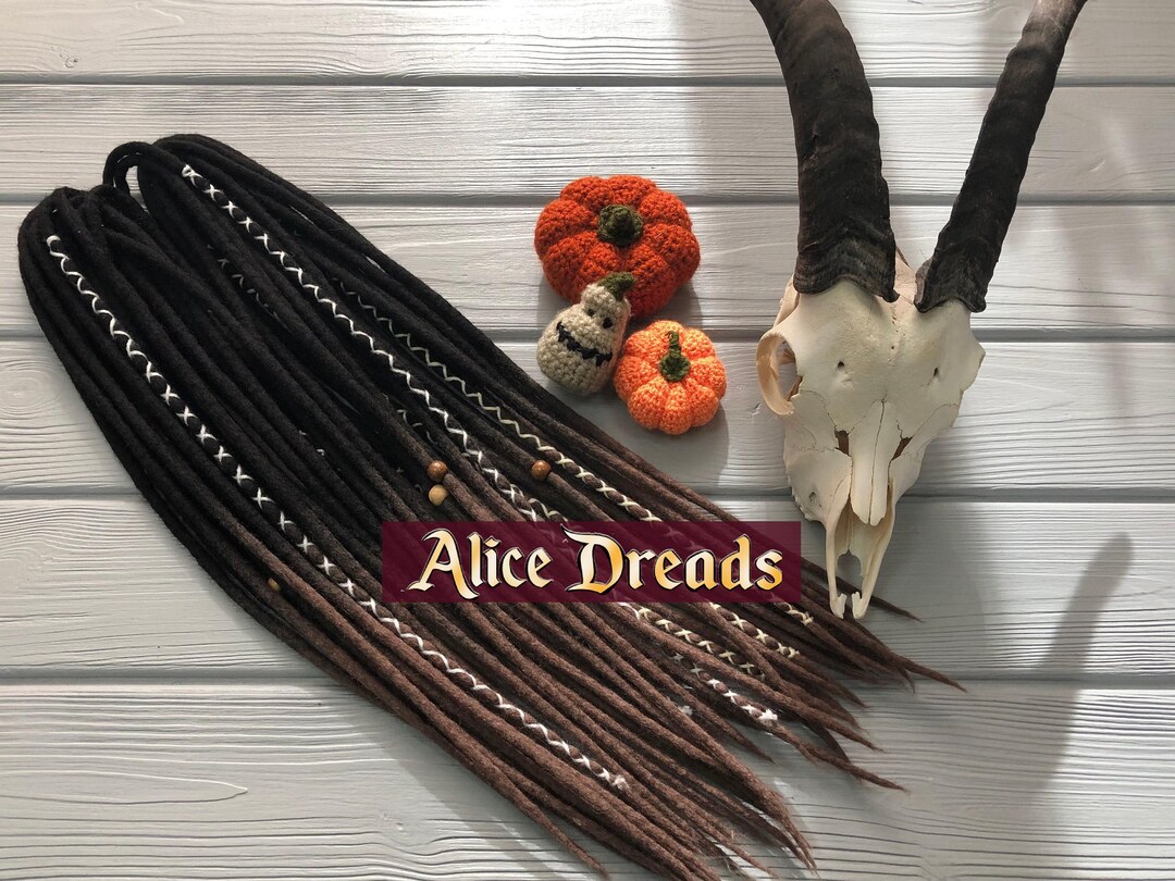 natural knotty double ended brown black dreadlock Brown Dreadlocks Set of Natural Look Fake Dreadlocks  main image 2