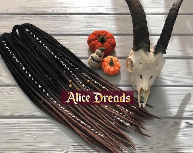 Wool Double Ended Dreads: Black to Coffee Brown Ombre dreadlocks