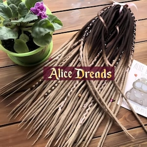 Set of wool DE dreads dark brown to light brown beige dark blonde double ended dreadlocks by Alice Dreads