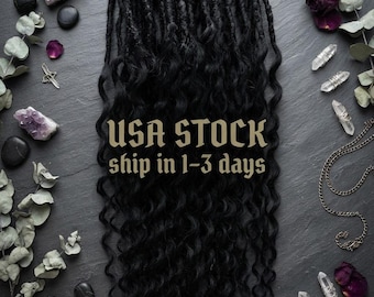 40 DE Black Curly Synthetic Dreads: Wavy Hair Extensions, Long Crochet top (70 cm)