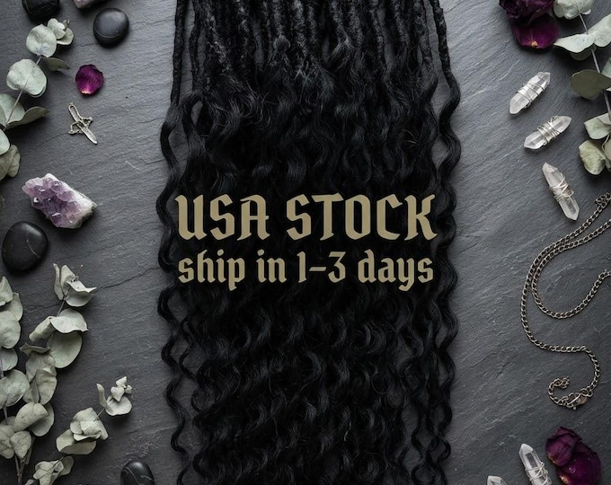 40 DE Black Curly Synthetic Dreads: Wavy Hair Extensions, Long Crochet top (70 cm)