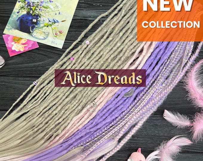 Crochet Synthetic Dreads: Platinum Blonde, Pink, Lavender hair extensions