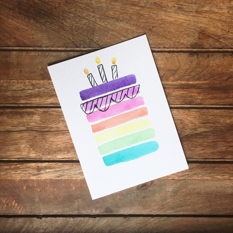 Handmade Watercolor Birthday Cards | Etsy