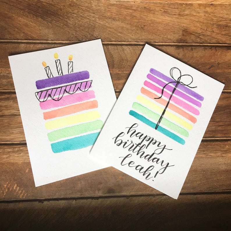 Handmade Watercolor Birthday Cards | Etsy