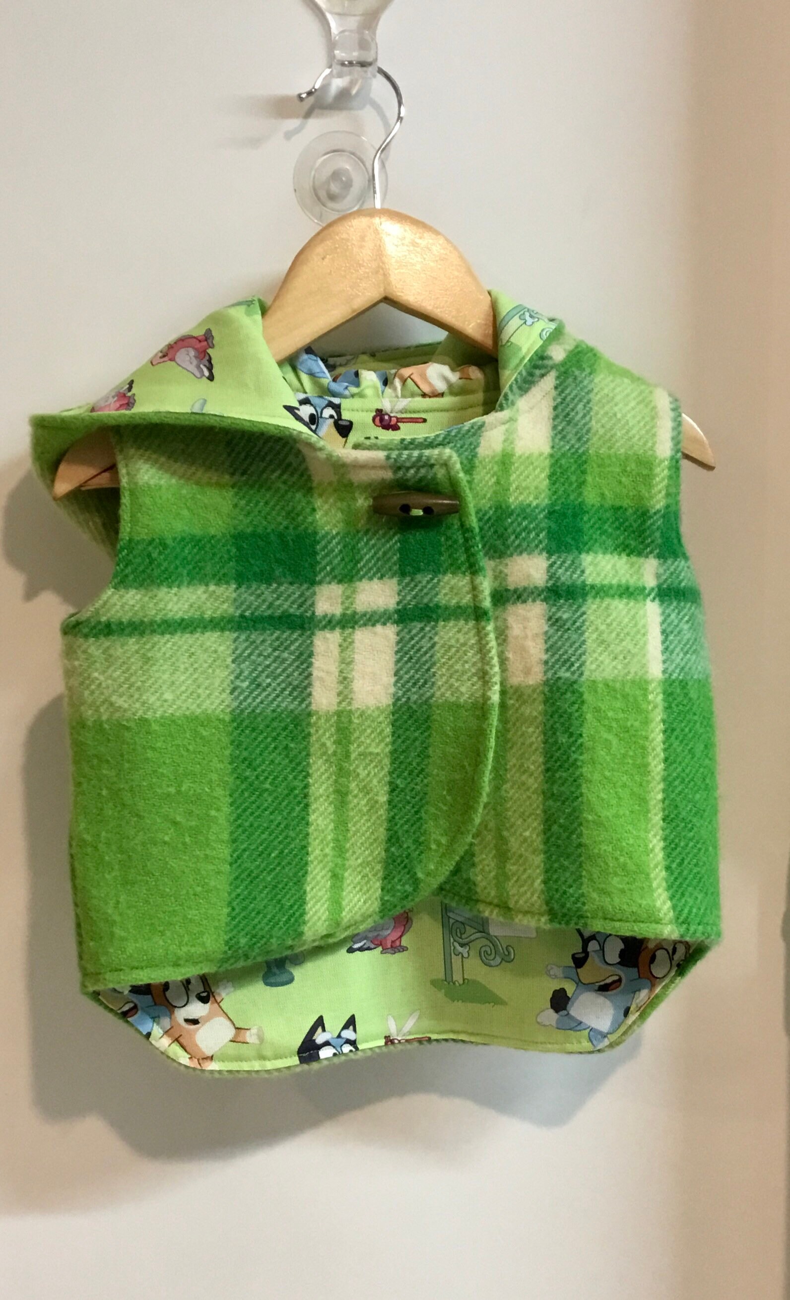 Upcycled recycled Wool vest baby hooded vest size 1 blue dog Etsy