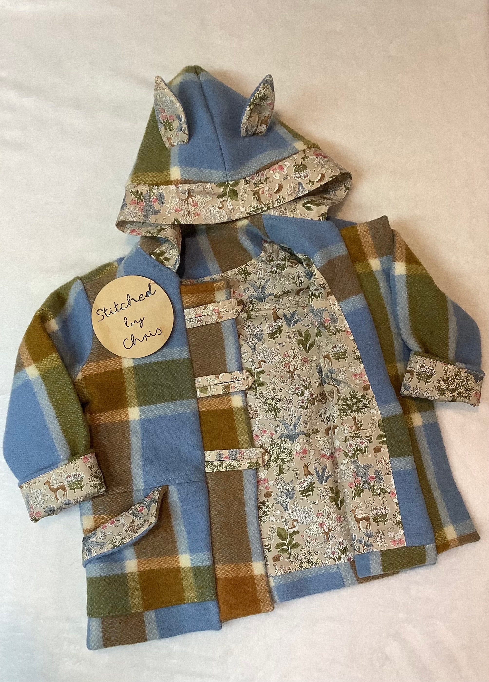 Upcycled Wool Duffle Coat: Toddler Winter Coat with Hooded Ears, Size 4