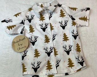 Child&#39;s Christmas Shirt: Reindeer & Tree Print, Size 5
