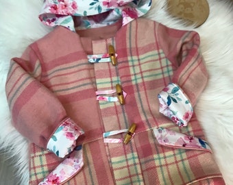 Duffle coat, upcycled, recycled, children’s coat, woollen coat, recycled wool, size 4, winter coat, toddler coat