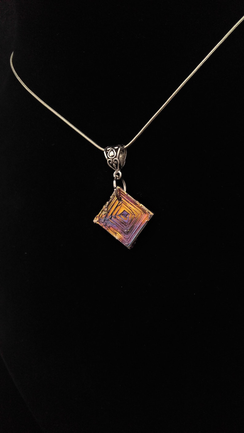 Bismuth Crystal Pendant necklace pendant crystal luminescent rainbow rare jewelry